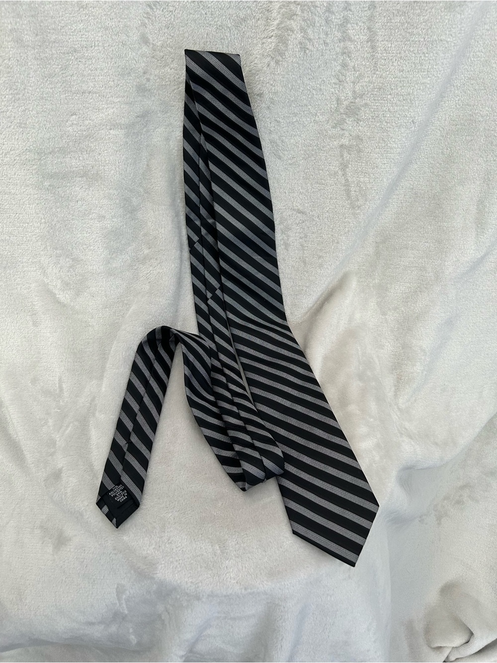 NWT Calvin Klein Black and Gray Diagonal Stripe Tie